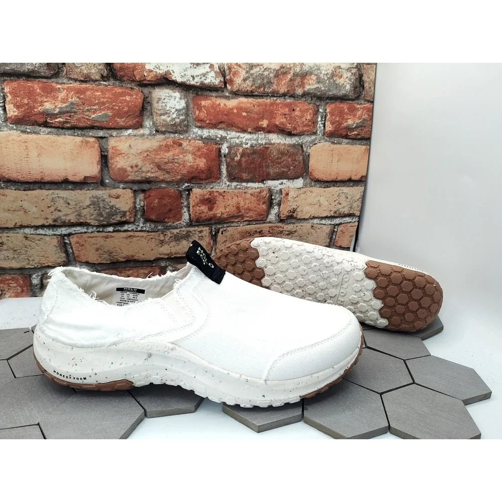 HOLO Footwear Eco Mens 14 White Canvas Slip On Summer Linen Style Casual Loafers